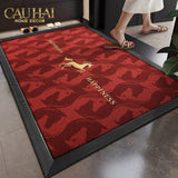 Thảm Ngăn Bụi 80x100 Coil Fiber Đan Vòng Ngựa Đỏ Mận - Aurea Happiness Cheval Solitaire Crimson Rouge.-THẢM TRẢI SÀN-CẬU HAI HOME DECOR