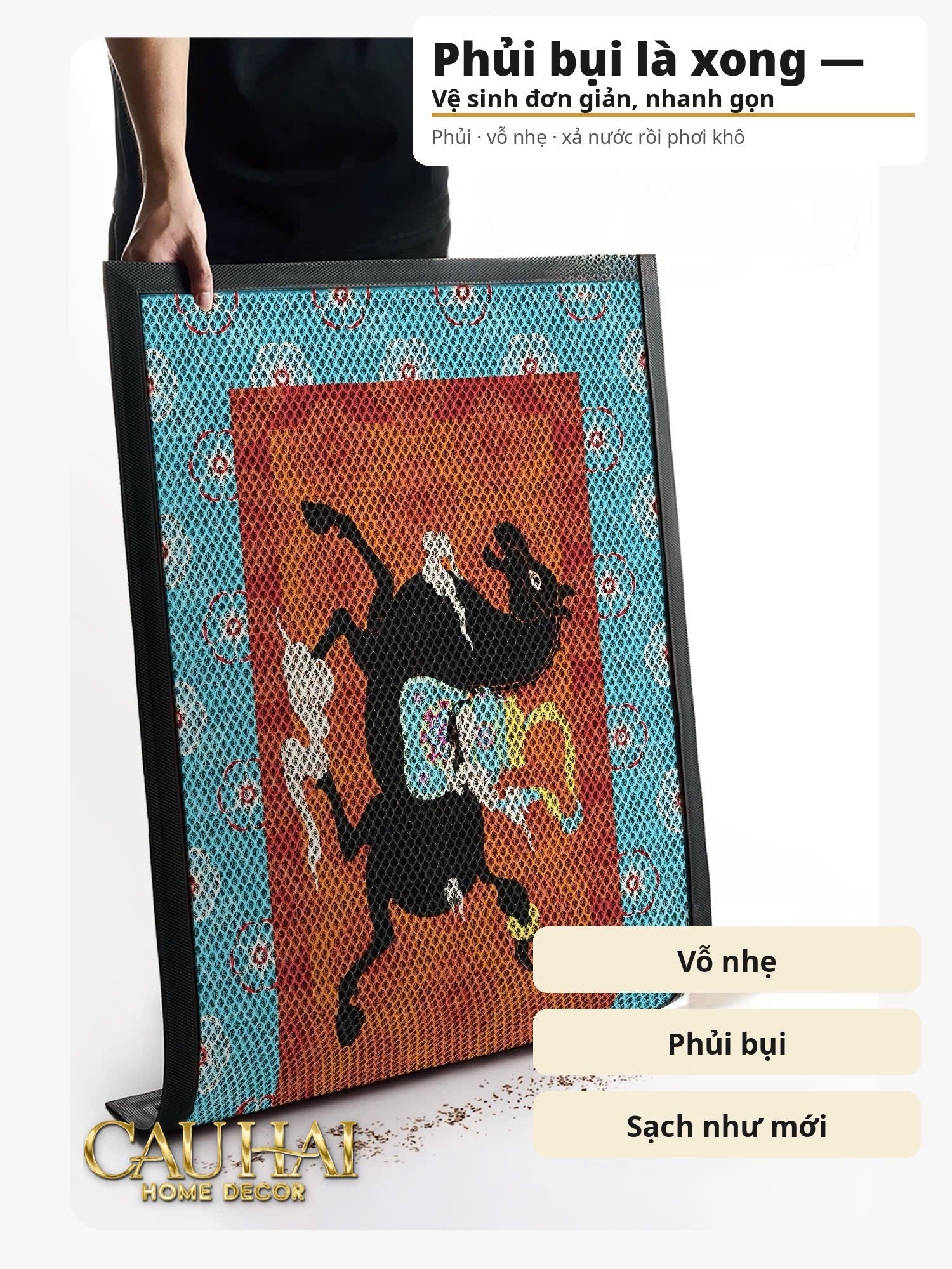 Thảm Ngăn Bụi Ngựa Ô Coil Fiber Đan Vòng 80x100 - Équestre Royale Cheval Anti-Dust 3D Mats-CẬU HAI HOME DECOR