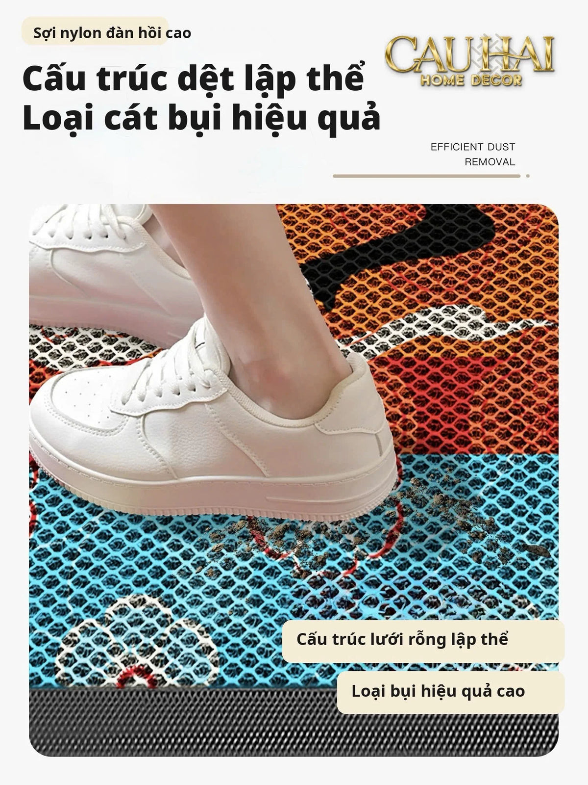 Thảm Ngăn Bụi Coil Fiber Đan Vòng Ngựa Hoàng Gia 80x100 - Équestre Royale Bleu Anti-Dust 3D Mats-THẢM TRẢI SÀN-CẬU HAI HOME DECOR