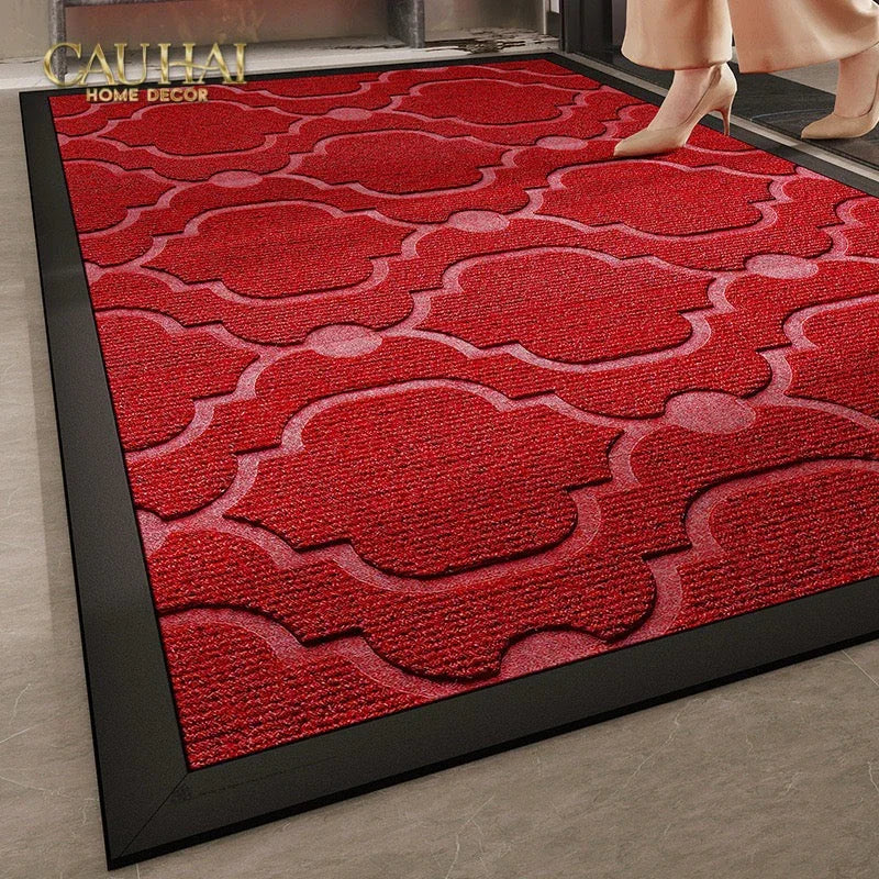 Thảm Ngăn Bụi Sợi Poly Dệt 80X100 Rouge Avalon Bienvenue - Dập Viền Da-THẢM TRẢI SÀN-CẬU HAI HOME DECOR