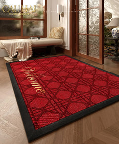 Thảm Ngăn Bụi Sợi Poly Dệt 80x100 Rouge Cannage Bienvenue - Dập Viền Da-CẬU HAI HOME DECOR