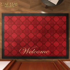 Thảm Ngăn Bụi Sợi Poly Dệt 80x100 Rouge Cannage Bienvenue - Dập Viền Da-CẬU HAI HOME DECOR