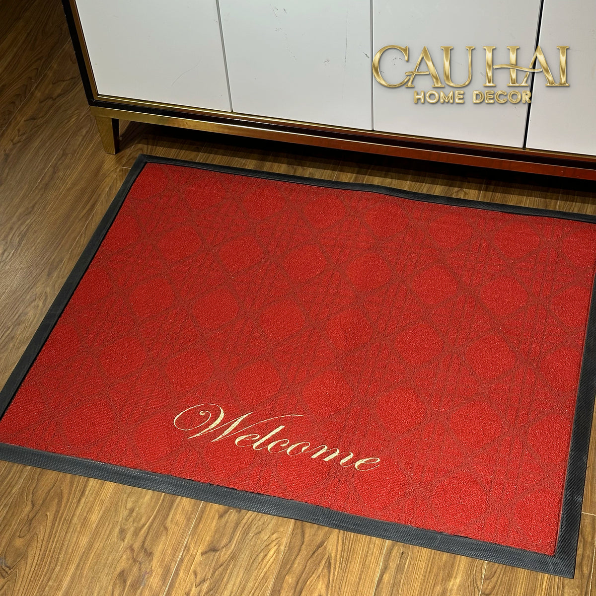 Thảm Ngăn Bụi Sợi Poly Dệt 80x100 Rouge Cannage Bienvenue - Dập Viền Da-THẢM TRẢI SÀN-CẬU HAI HOME DECOR-CẬU HAI HOME DECOR