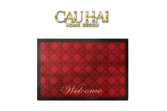 Thảm Ngăn Bụi Sợi Poly Dệt 80x100 Rouge Cannage Bienvenue - Dập Viền Da-CẬU HAI HOME DECOR