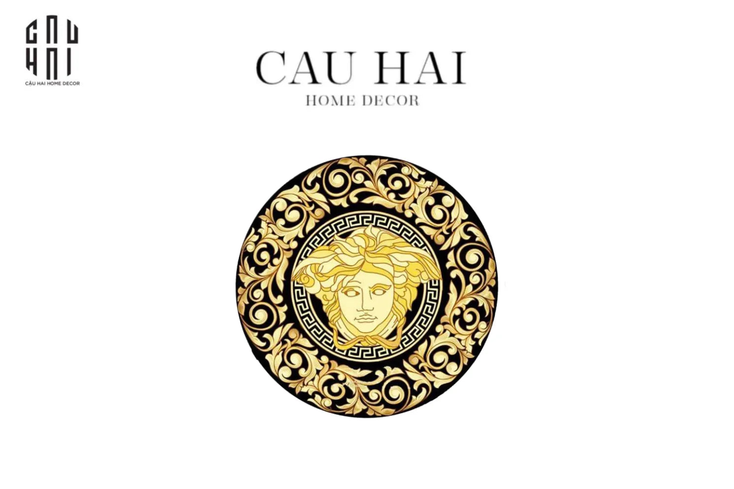 THẢM TRÒN D80 TRẢI SÀN NHUNG BỈ - ROUND CARPET BAROQUE - MEDUSA FASCINATION-CẬU HAI HOME DECOR