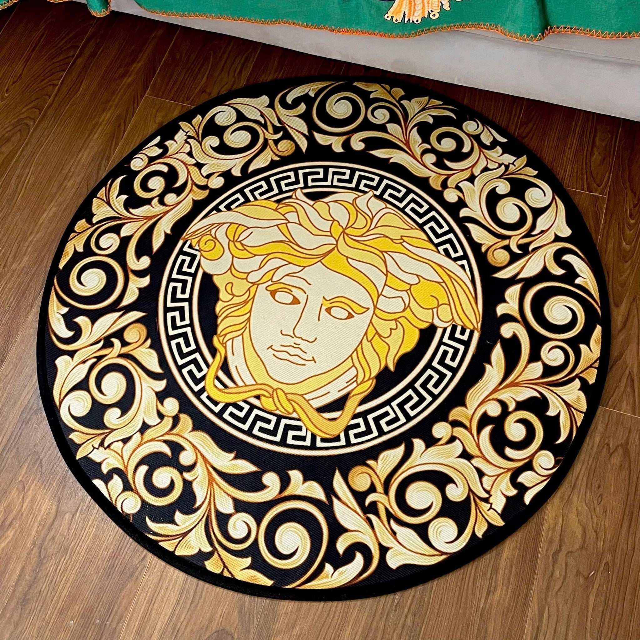 THẢM TRÒN D80 TRẢI SÀN NHUNG BỈ - ROUND CARPET BAROQUE - MEDUSA FASCINATION-CẬU HAI HOME DECOR