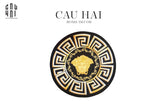 THẢM TRÒN D80 TRẢI SÀN NHUNG BỈ - ROUND CARPET GIANNI VERS. MEDUSA GREEK KEY-CẬU HAI HOME DECOR