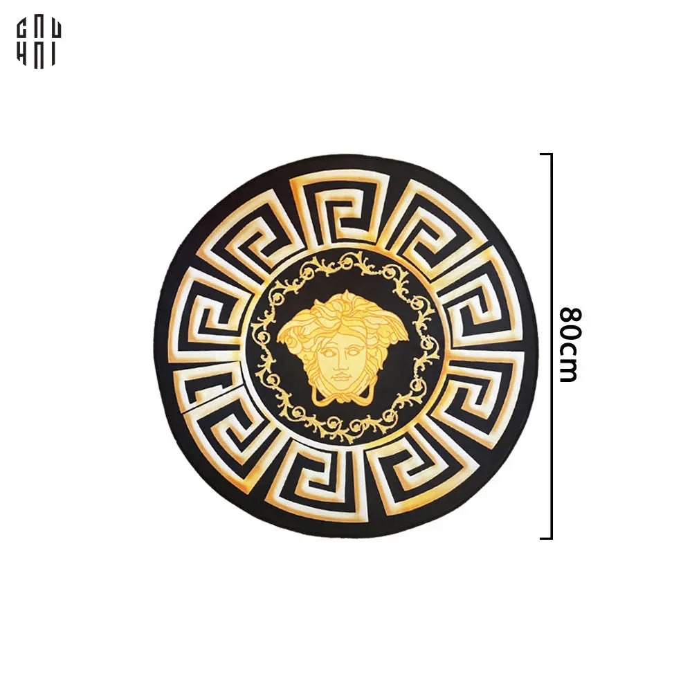 THẢM TRÒN D80 TRẢI SÀN NHUNG BỈ - ROUND CARPET GIANNI VERS. MEDUSA GREEK KEY-CẬU HAI HOME DECOR
