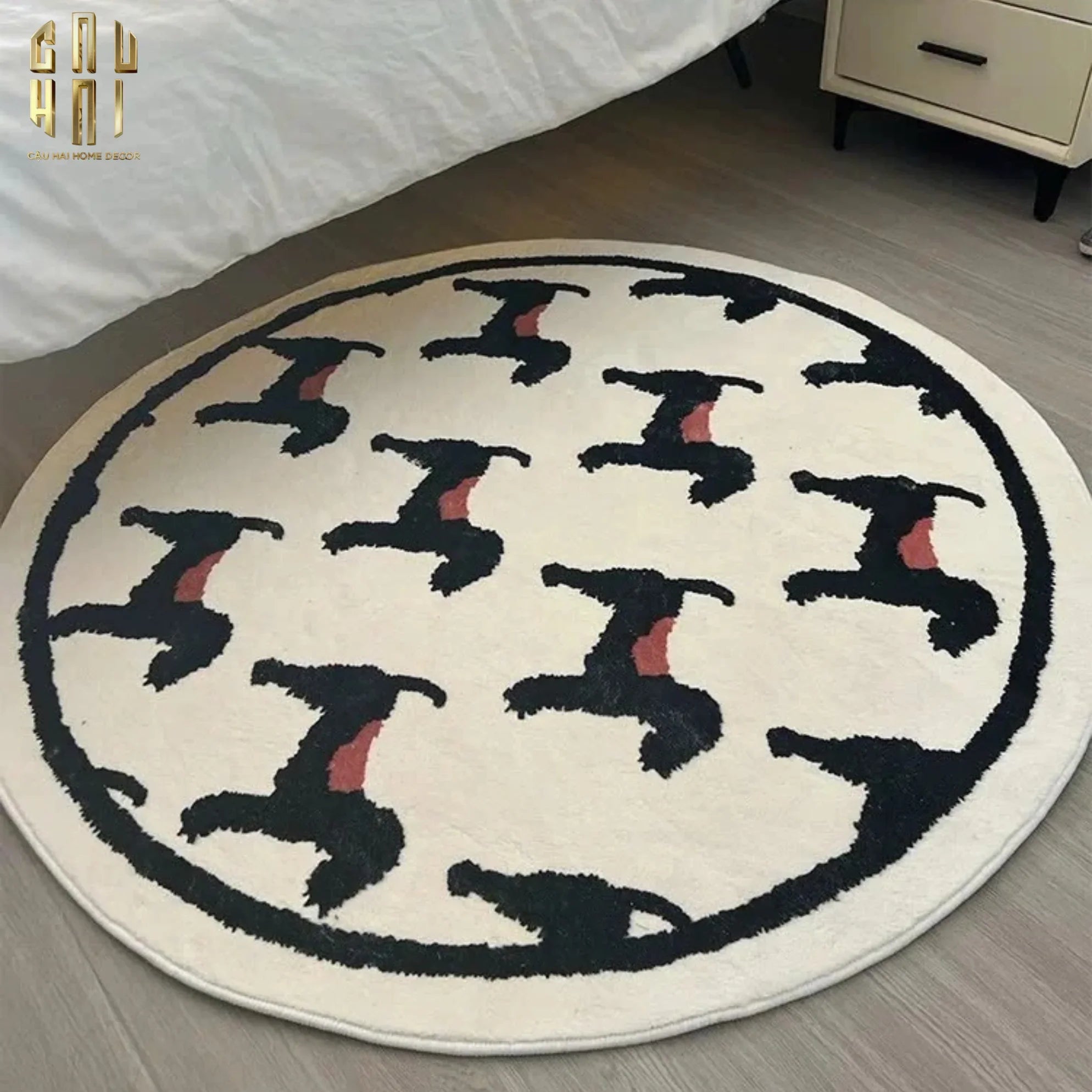 Thảm Tròn Dệt Kim D120/160 - Noble Caniche-CẬU HAI HOME DECOR