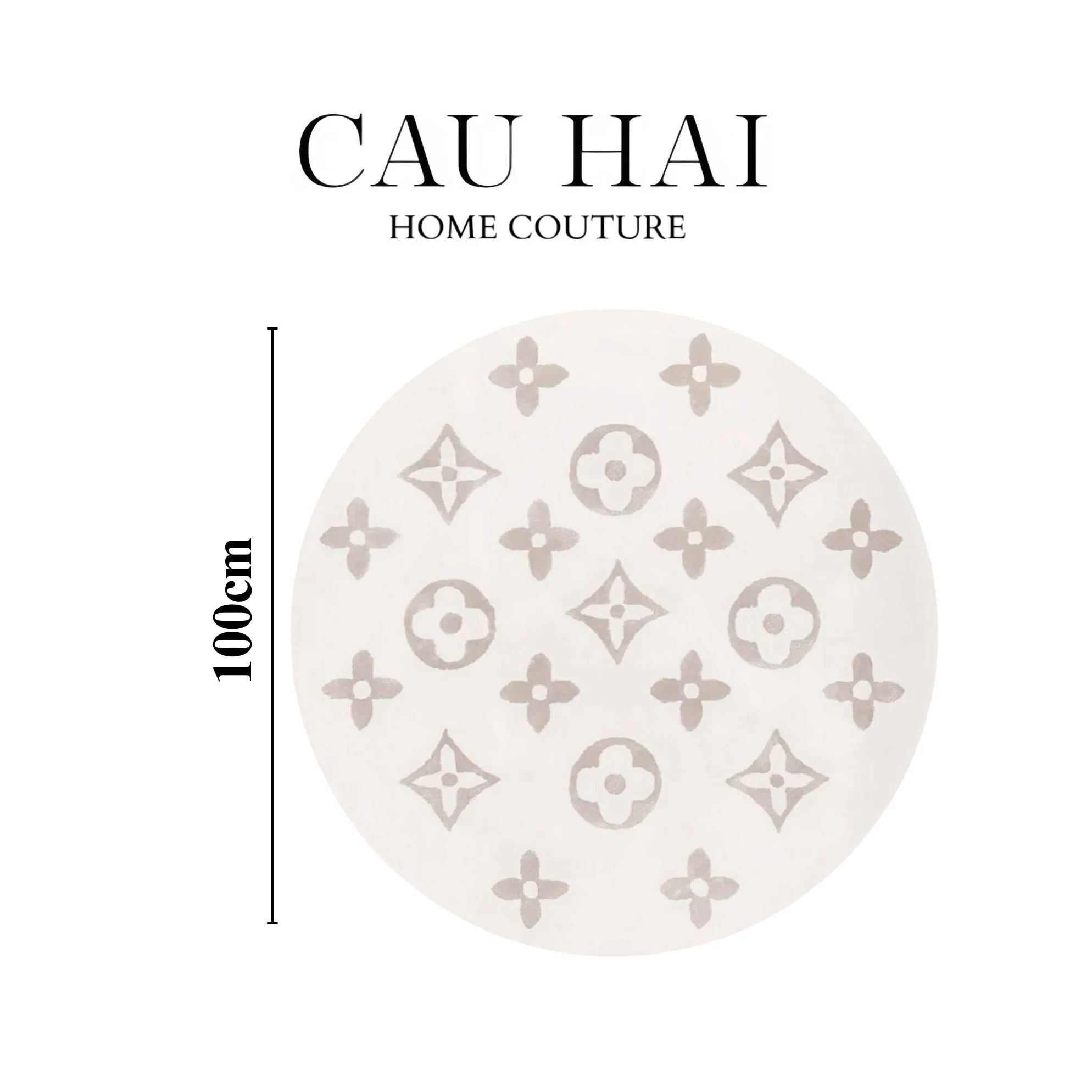 Thảm Tròn Dệt Kim - Fleur D’Ivoire Monogram D100-CẬU HAI HOME DECOR