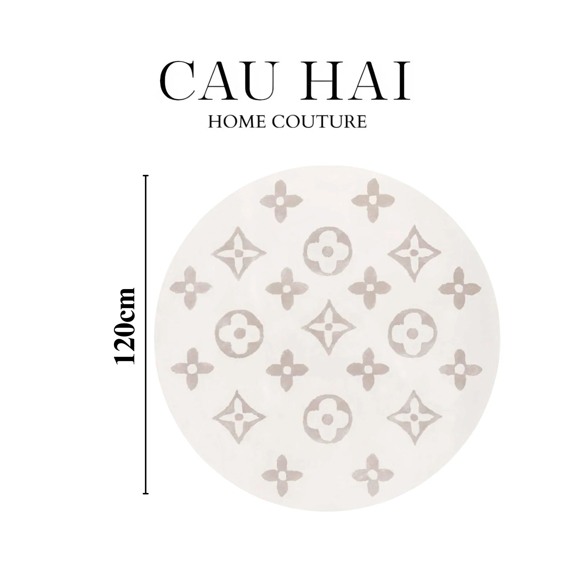 Thảm Tròn Dệt Kim - Fleur D’Ivoire Monogram D100-CẬU HAI HOME DECOR