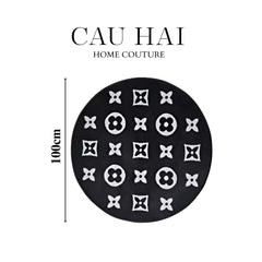 Thảm Tròn Dệt Kim - Le Noir Fleur de Monogram D100-CẬU HAI HOME DECOR