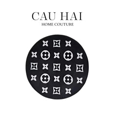 Thảm Tròn Dệt Kim - Le Noir Fleur de Monogram D100-CẬU HAI HOME DECOR