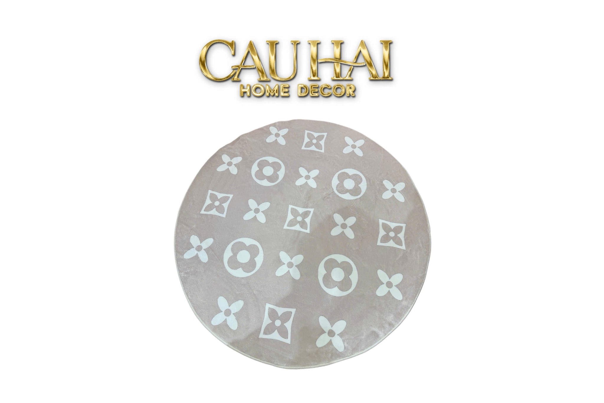 THẢM TRÒN DỆT KIM - LOUIS.V LE BEIGE MONO D100/120-CẬU HAI HOME DECOR