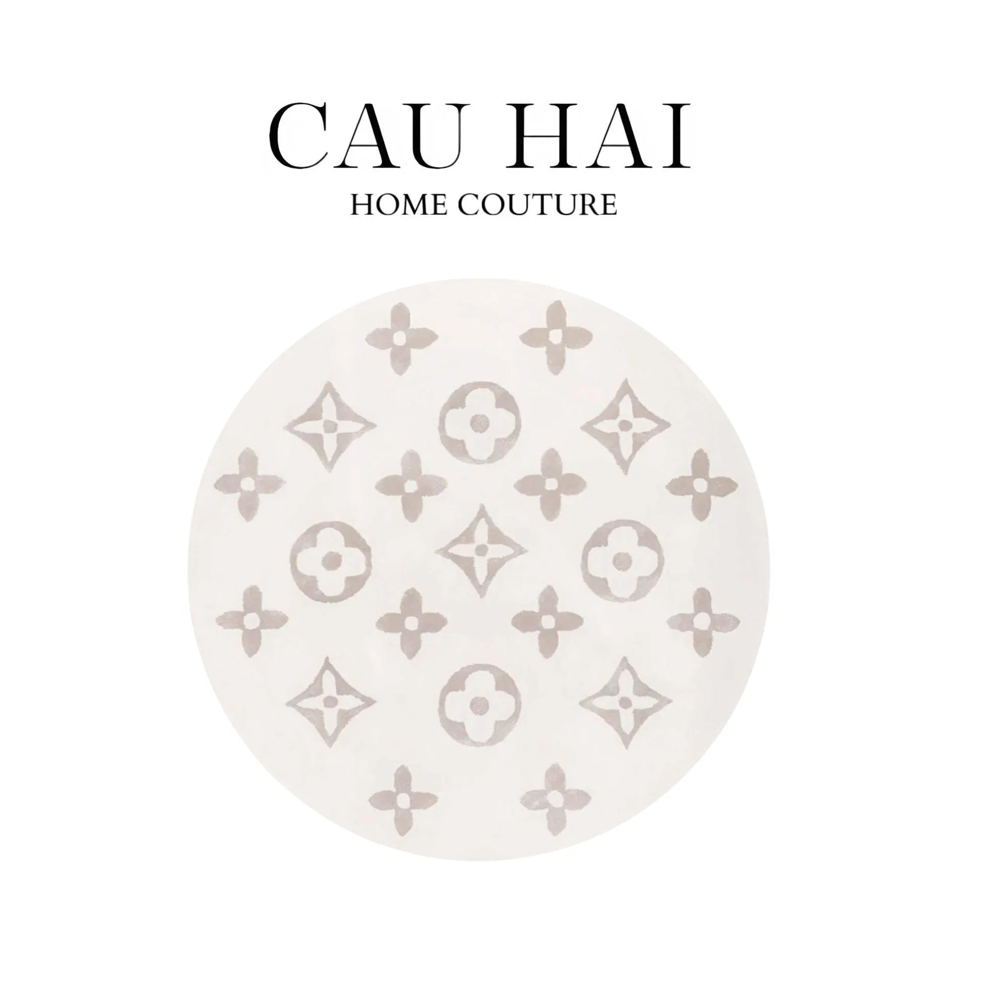 THẢM TRÒN DỆT KIM - LOUIS.V LE IVORY MONO D100/120-CẬU HAI HOME DECOR