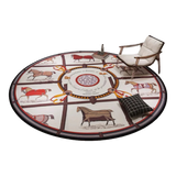 Round Belgian Velvet Carpet D100 - Brun Et Blanc Renaissance