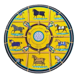 Round Velvet Carpet D100 - Jaune Bleu Renaissance