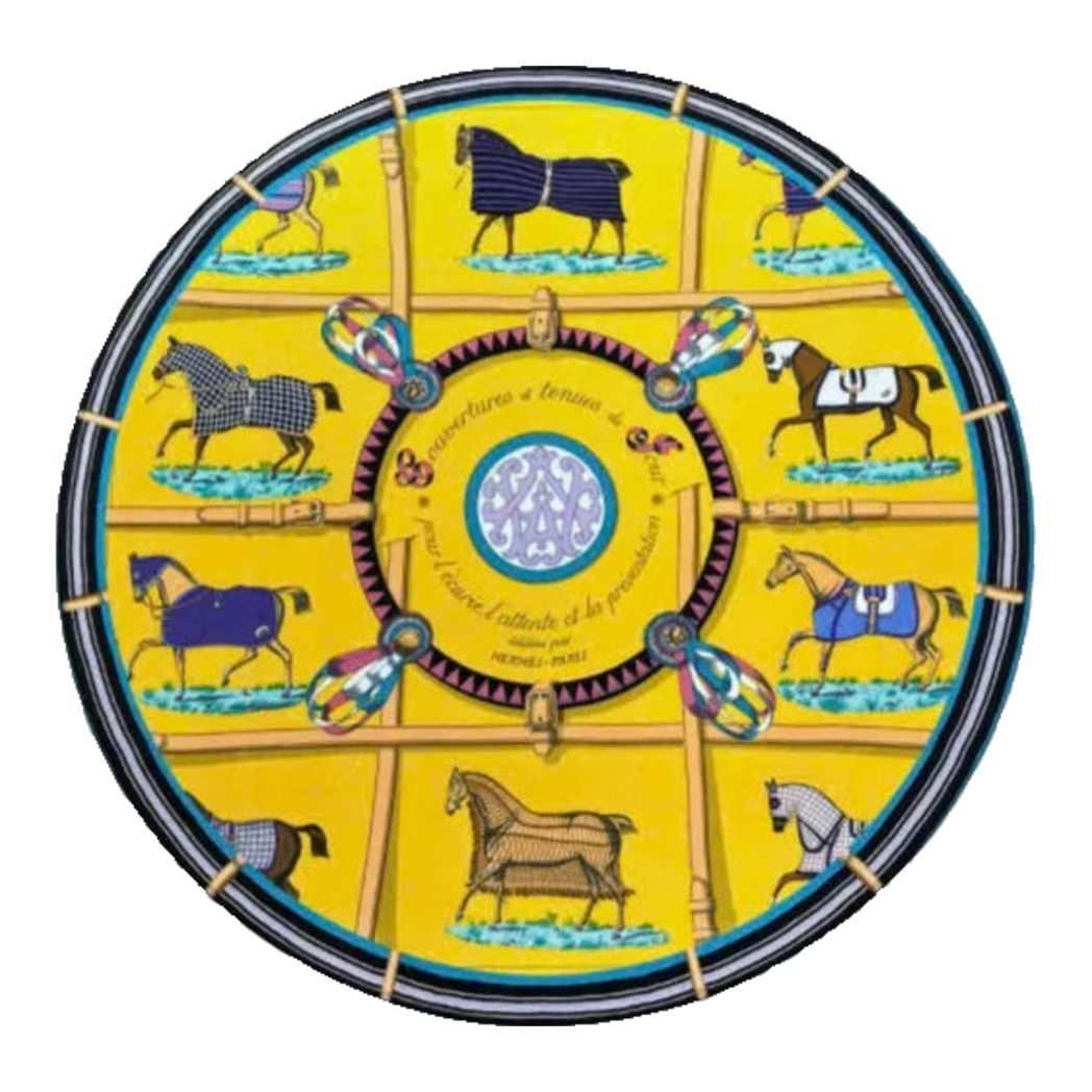 Round Velvet Carpet D100 - Jaune Bleu Renaissance