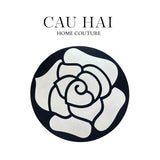 THẢM TRÒN NHUNG BỈ D120 CAMÉLIA BLANC - CIRCLE-CẬU HAI HOME DECOR
