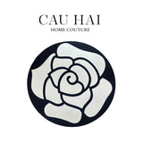 Thảm Tròn Nhung Bỉ D120 Camélia Blanc - Circle-THẢM TRÒN - THẢM BED-CẬU HAI HOME DECOR