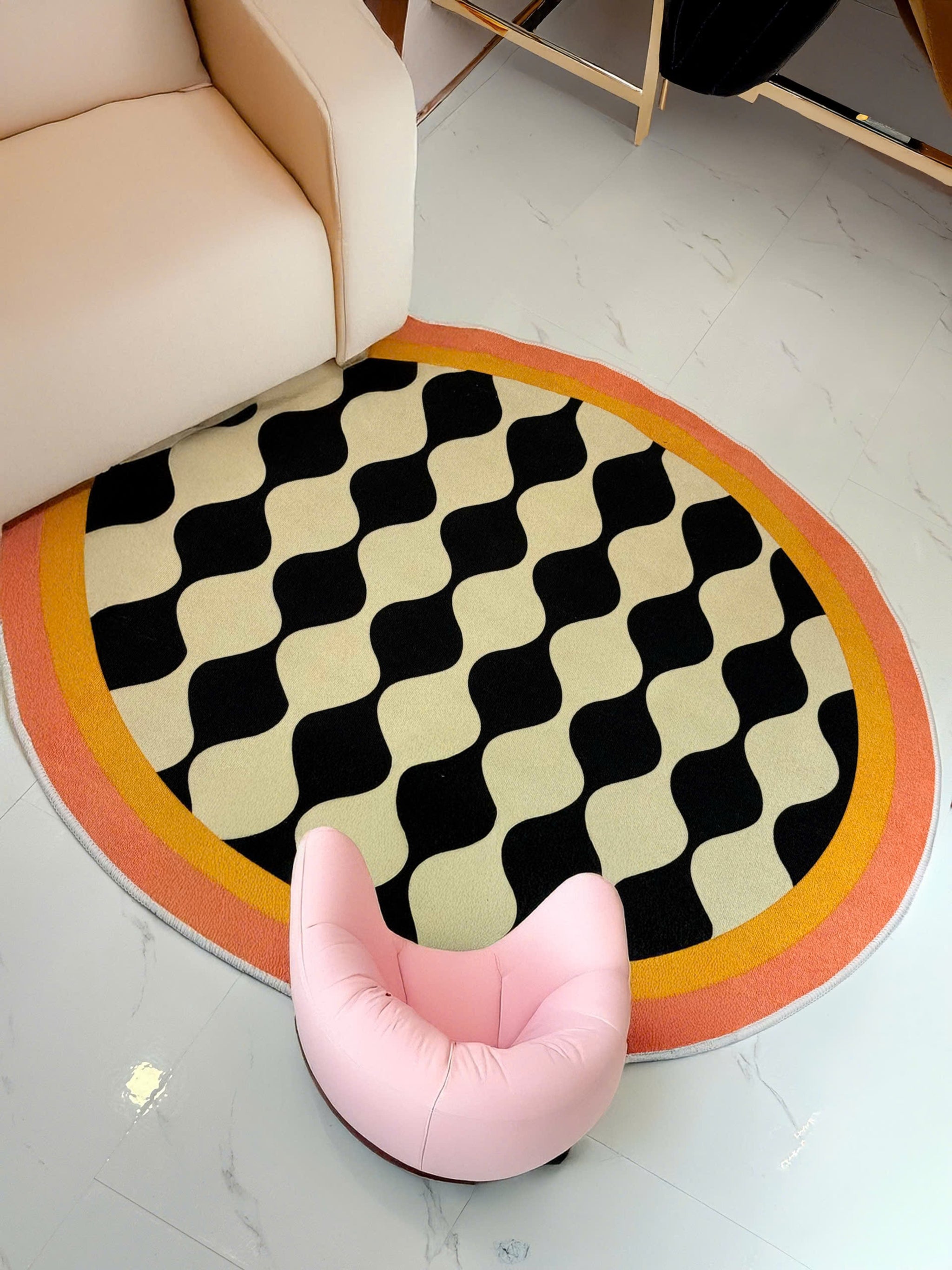 THẢM TRÒN NHUNG BỈ D120 - ILLUSION CIRCLE-CẬU HAI HOME DECOR