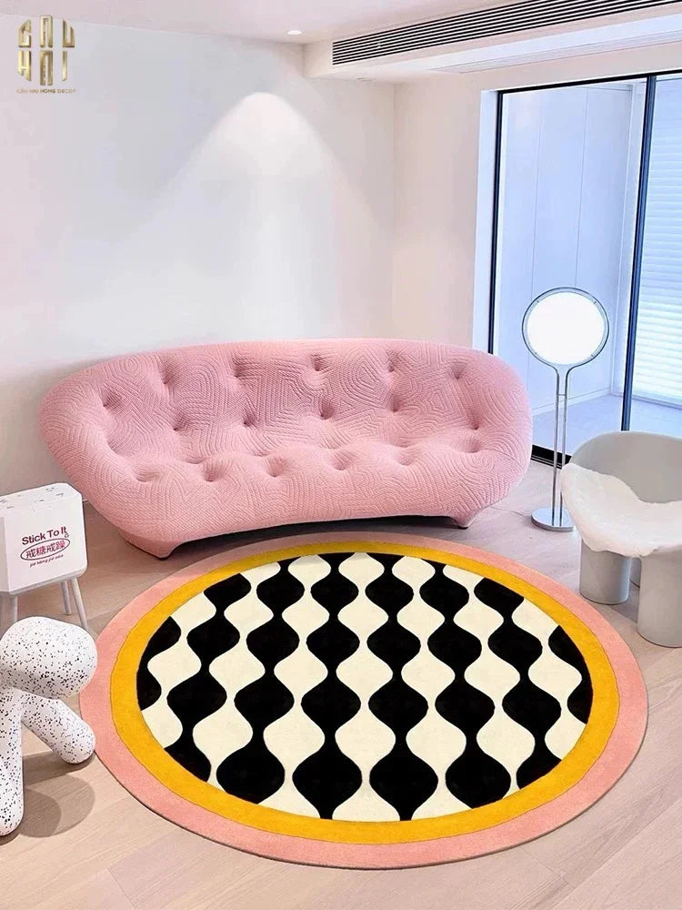 THẢM TRÒN NHUNG BỈ D120 - ILLUSION CIRCLE-CẬU HAI HOME DECOR