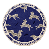 Belgian Velvet Round Rug - La Danse Du Zèbre - Indigo Blue
 D140