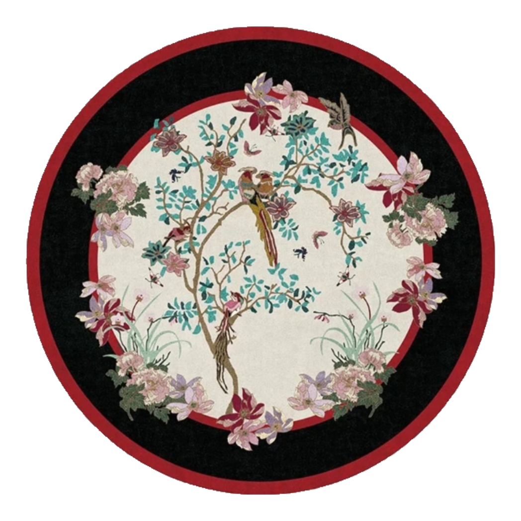 Belgian Velvet Round Rug D160 - Nocturne Avian Impériale Rectangular