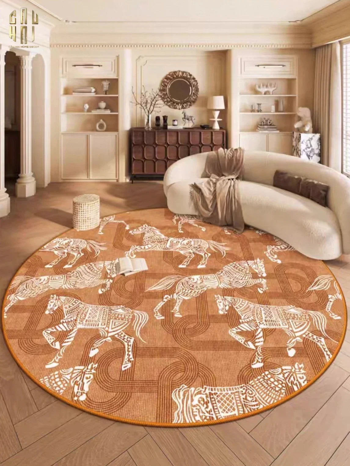 THẢM TRÒN NHUNG BỈ D160/200 - ARRAKIS CAVALIER-CẬU HAI HOME DECOR