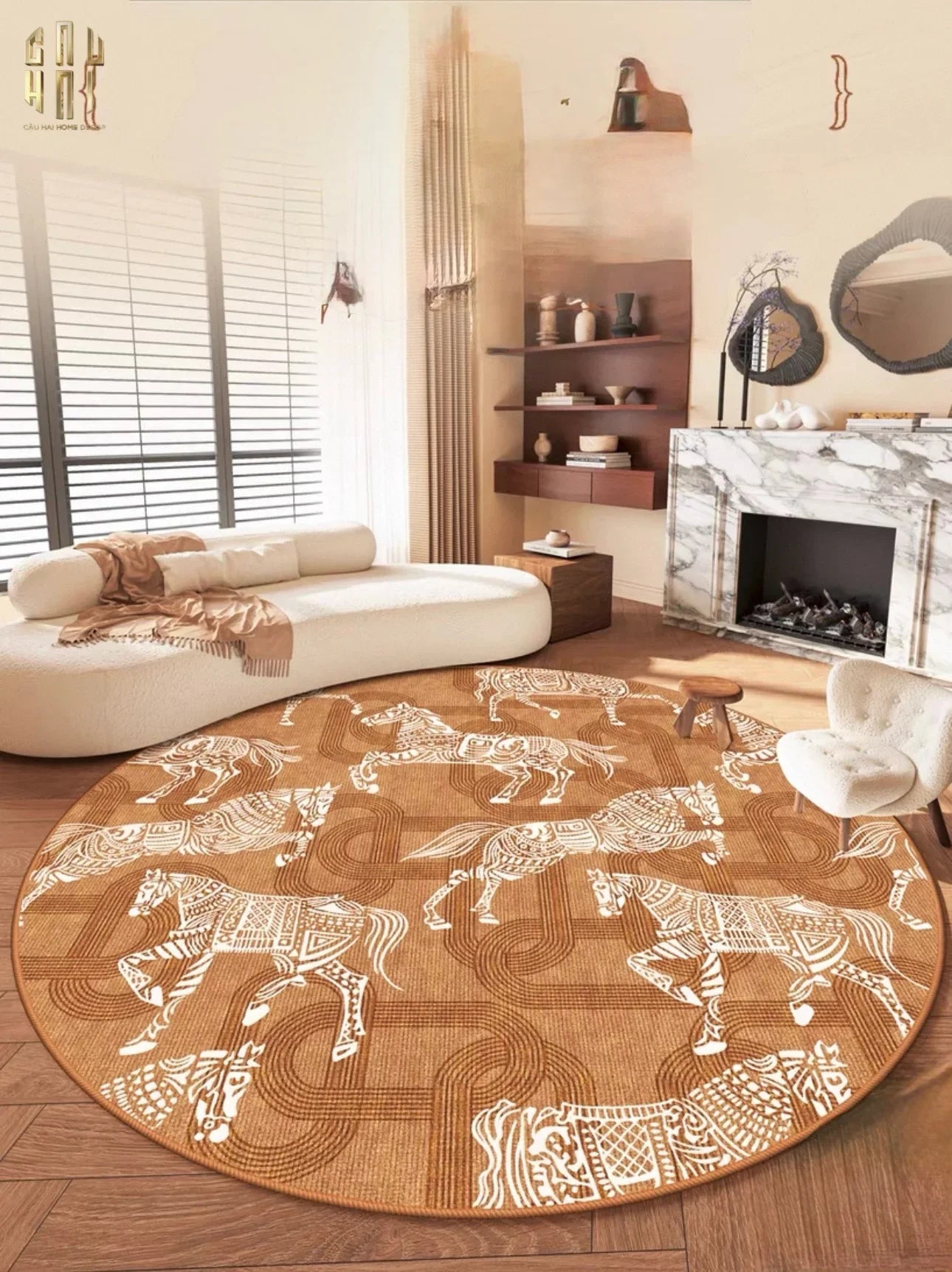 THẢM TRÒN NHUNG BỈ D160/200 - ARRAKIS CAVALIER-CẬU HAI HOME DECOR