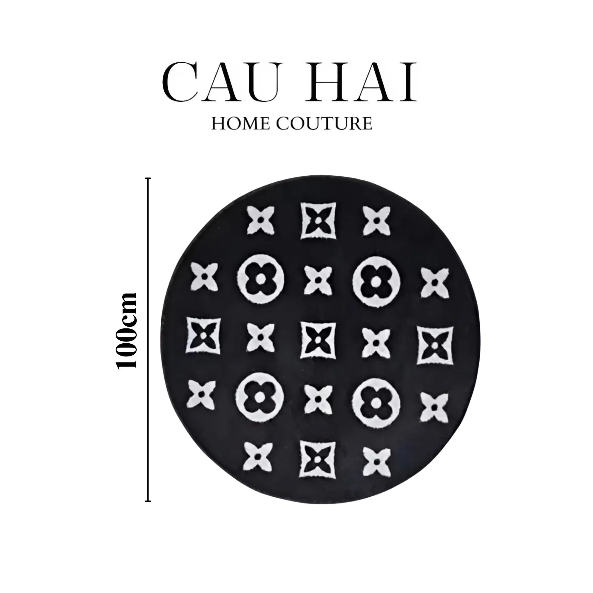 THẢM TRÒN NHUNG BỈ - LOUIS.V LE NOIR MONO D100/120-CẬU HAI HOME DECOR