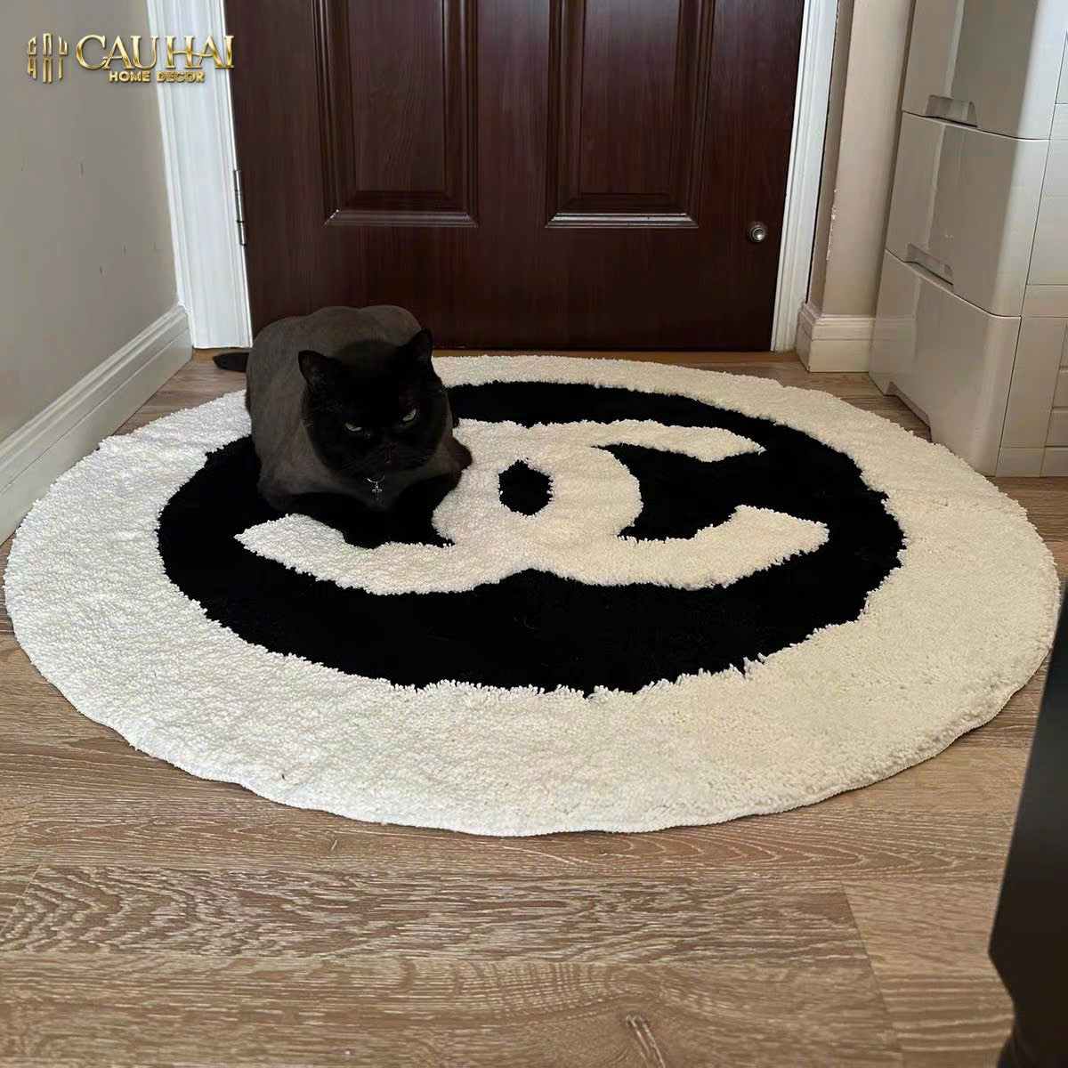Thảm Tròn Sợi Dệt D100 - Blanche Iconique Coco Spéciale Édition - CẬU HAI HOME DECOR