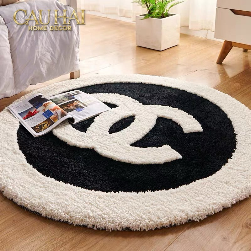Thảm Tròn Sợi Dệt D100 - Blanche Iconique Coco Spéciale Édition-CẬU HAI HOME DECOR