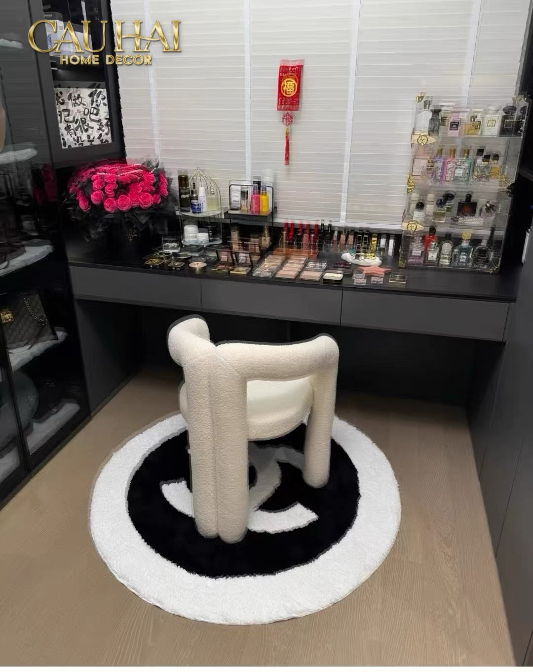 Thảm Tròn Sợi Dệt D100 - Blanche Iconique Coco Spéciale Édition-CẬU HAI HOME DECOR