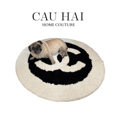 Thảm Tròn Sợi Dệt D100 - Blanche Iconique Coco Spéciale Édition-CẬU HAI HOME DECOR