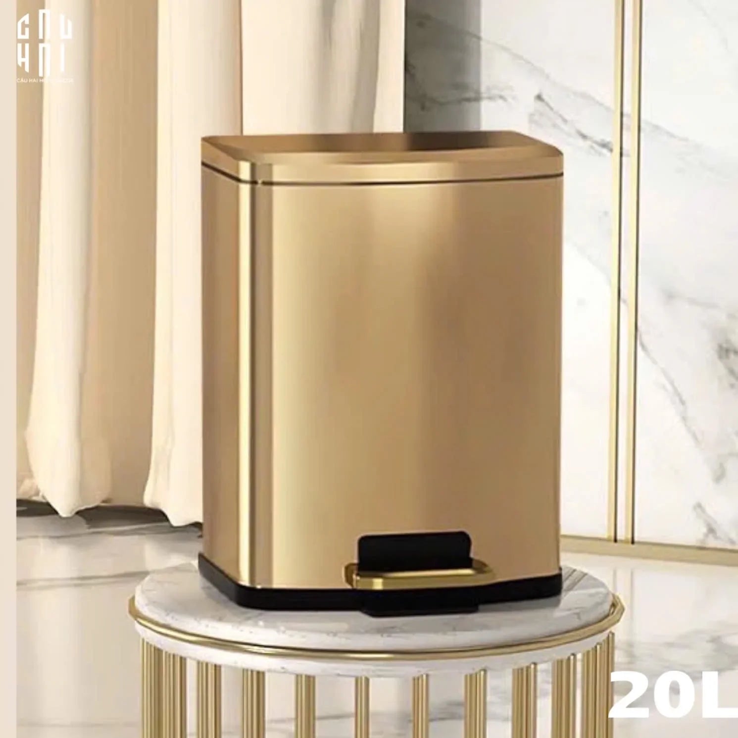 THÙNG RÁC 20L CAO CẤP GOLDEN ELITE PREMIUM-CẬU HAI HOME DECOR