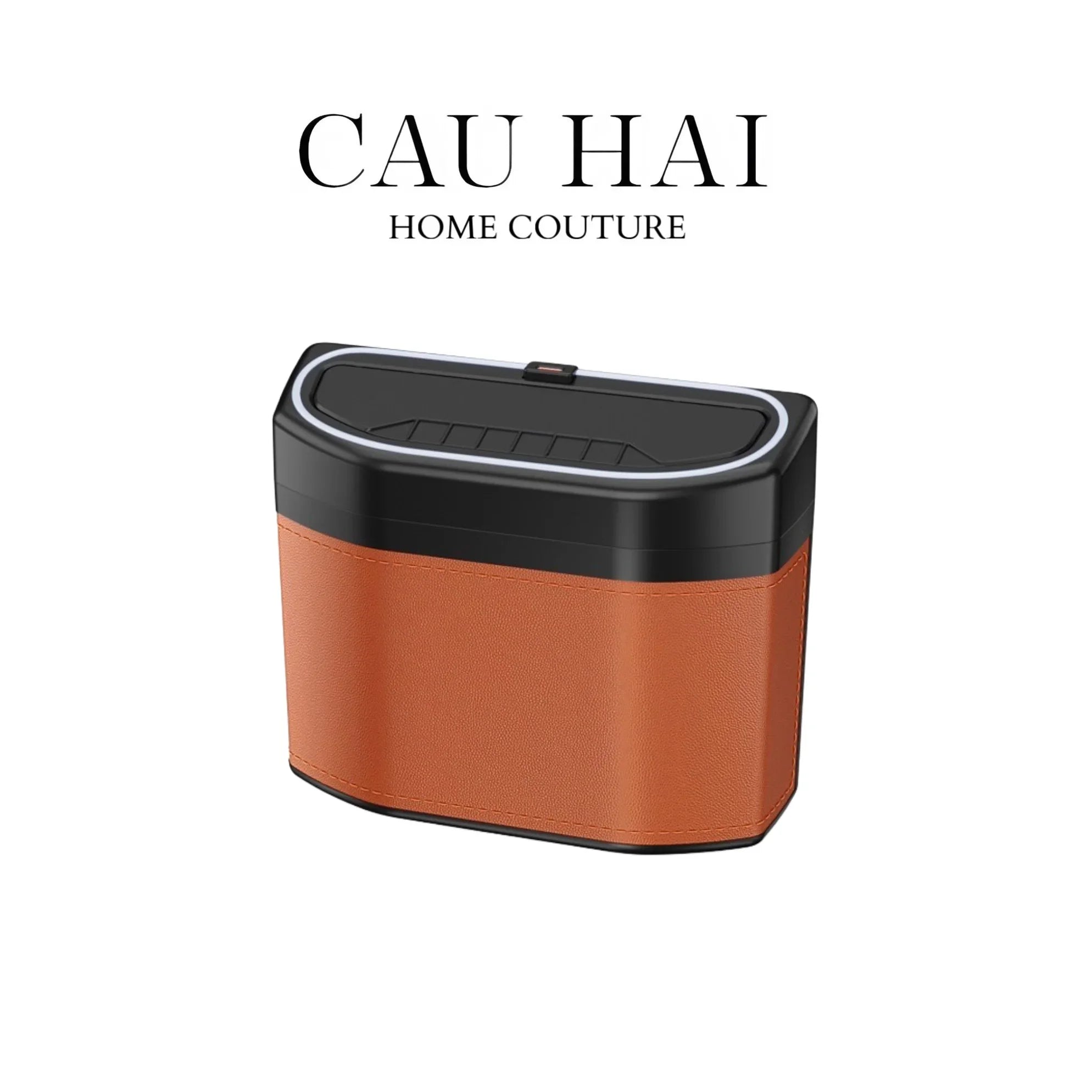 THÙNG RÁC BỌC DA CAR MINI BIN - COGNAC-CẬU HAI HOME DECOR