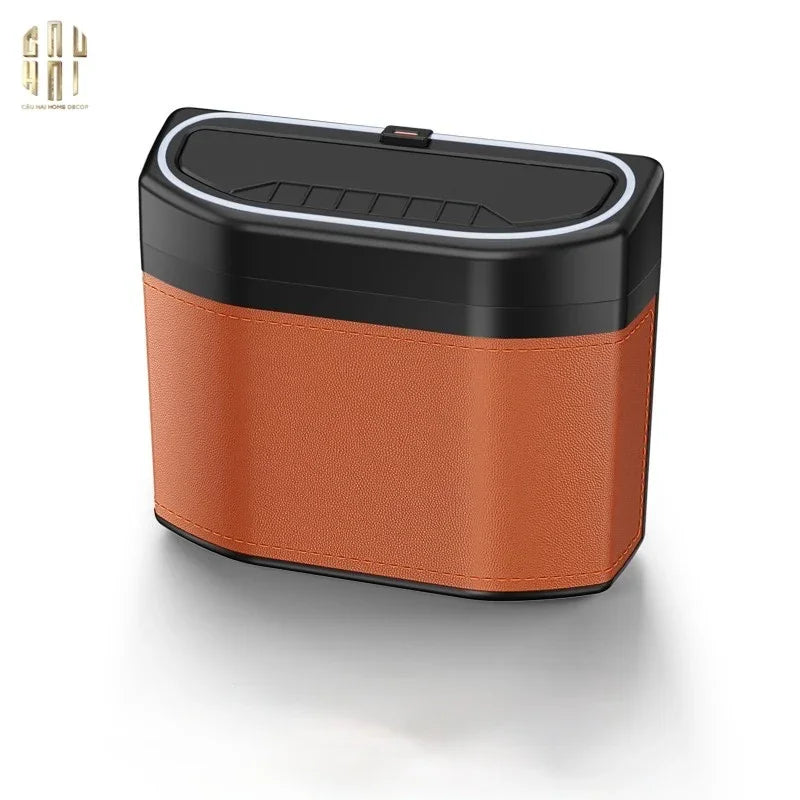 THÙNG RÁC BỌC DA CAR MINI BIN - COGNAC-CẬU HAI HOME DECOR