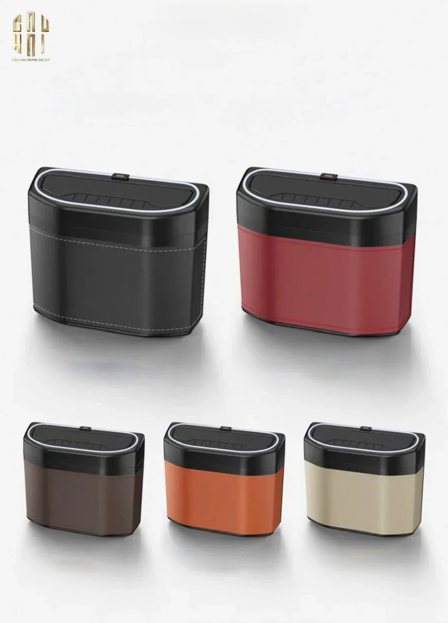 THÙNG RÁC BỌC DA CAR MINI BIN - COGNAC-CẬU HAI HOME DECOR