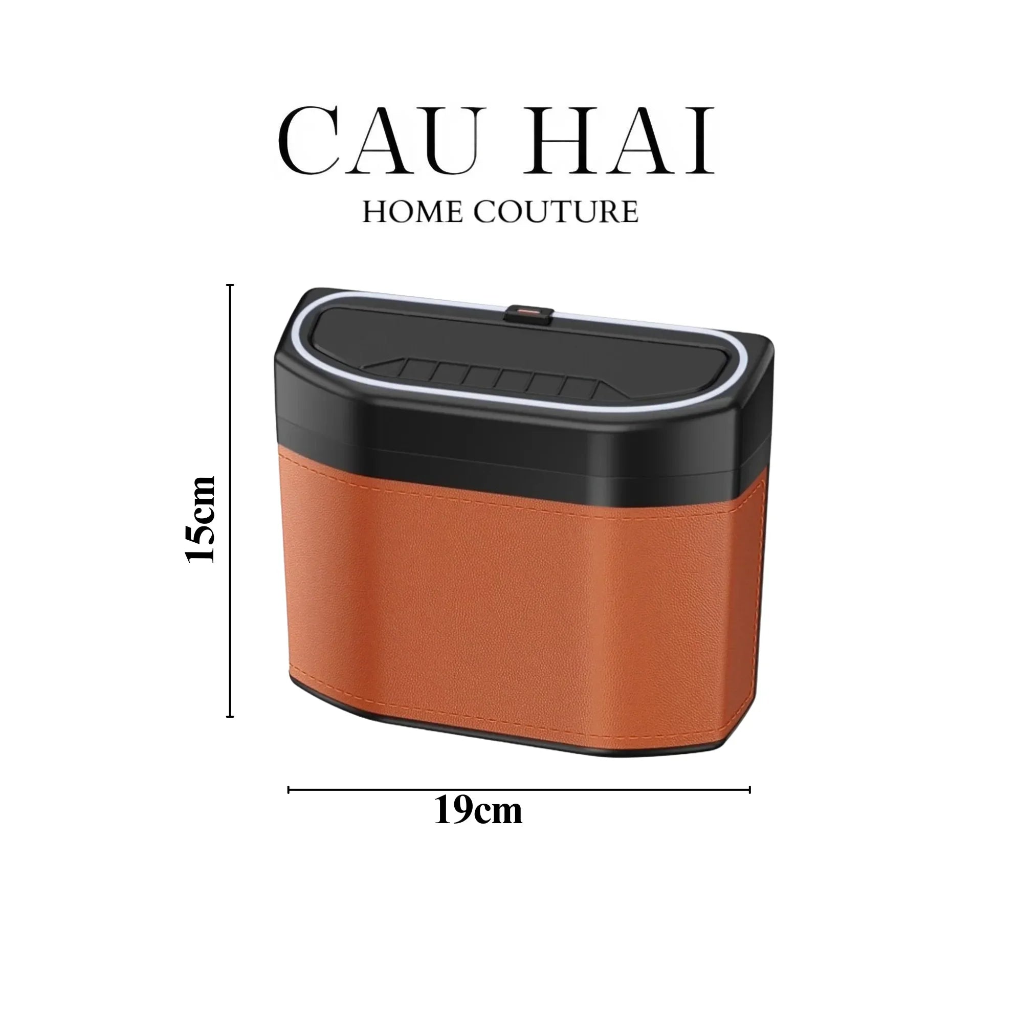 THÙNG RÁC BỌC DA CAR MINI BIN - COGNAC-CẬU HAI HOME DECOR