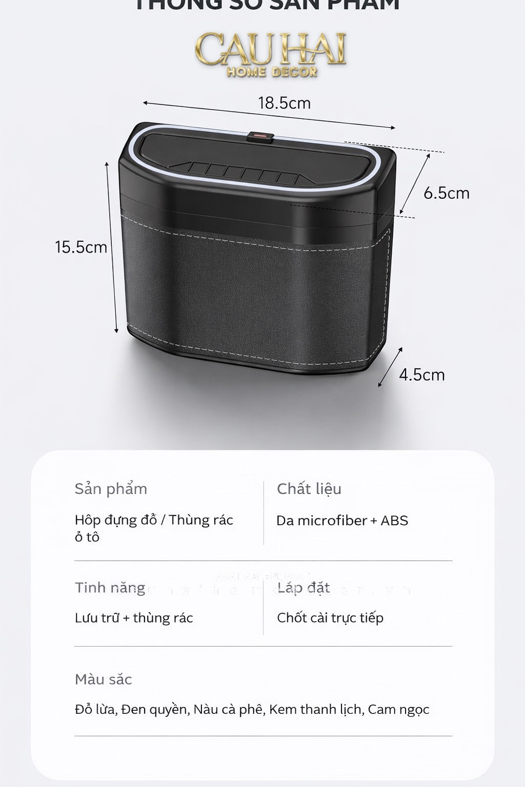 Thùng Rác Bọc Da Car Mini Bin - Cognac-CẬU HAI HOME DECOR