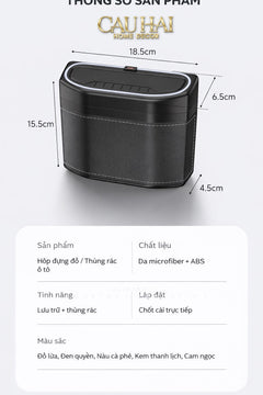 Thùng Rác Bọc Da Car Mini Bin - Cognac-CẬU HAI HOME DECOR