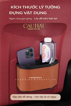 Thùng Rác Bọc Da Car Mini Bin - Cognac-CẬU HAI HOME DECOR
