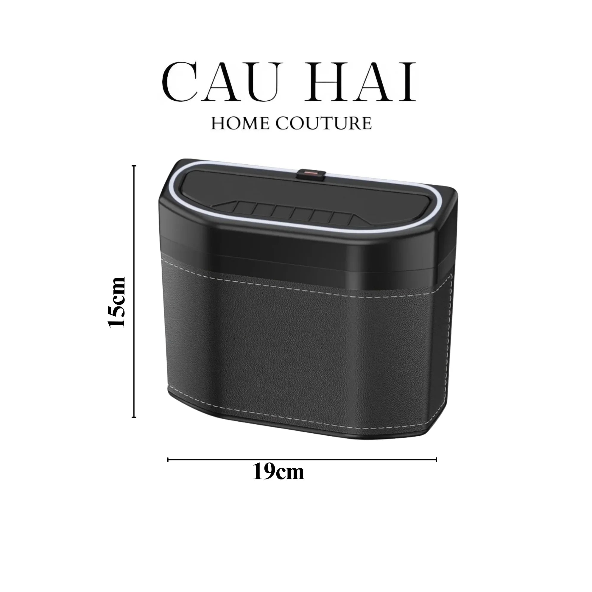 THÙNG RÁC BỌC DA CAR MINI BIN - NOIR-CẬU HAI HOME DECOR