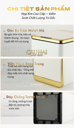 Thùng Rác Cảm Biến Vuông - Gold Ligne Hybrid Trash Cans 15L-CẬU HAI HOME DECOR