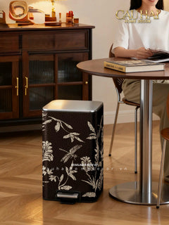 Thùng Rác Cao Cấp Bọc Da Dragonfly 15L-CẬU HAI HOME DECOR