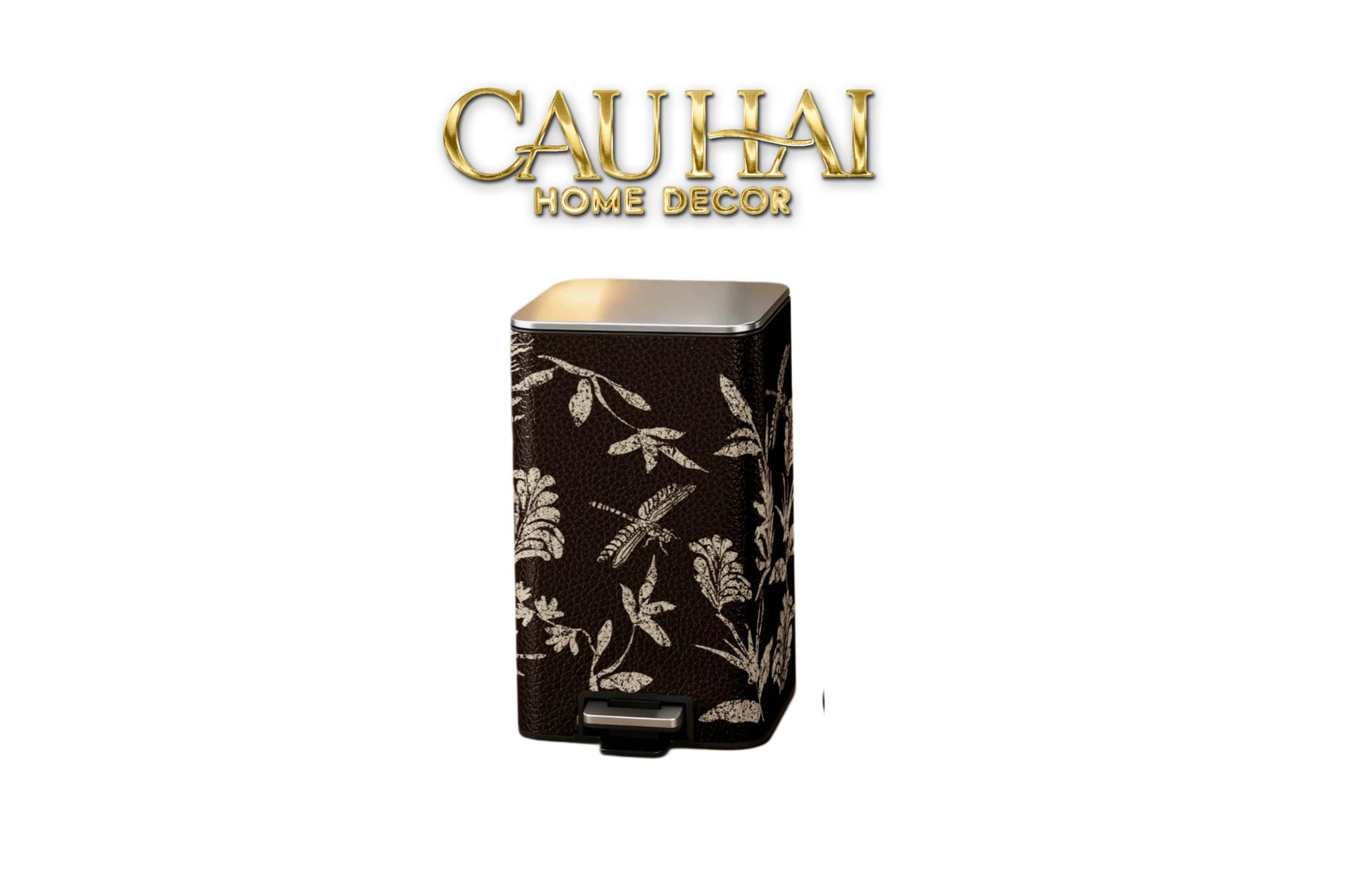 Thùng Rác Cao Cấp Bọc Da Dragonfly 15L-CẬU HAI HOME DECOR