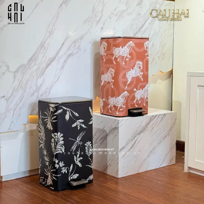 Thùng Rác Cao Cấp Bọc Da Dragonfly 15L-CẬU HAI HOME DECOR