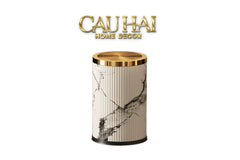 Thùng Rác Da Vân Đá Marble Prime Minimal Desk Trash Cans 9L 20x31-CẬU HAI HOME DECOR