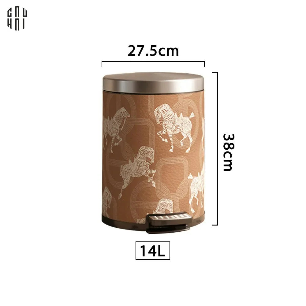 THÙNG RÁC DA WHITE HORSE 14L - BROWN-CẬU HAI HOME DECOR
